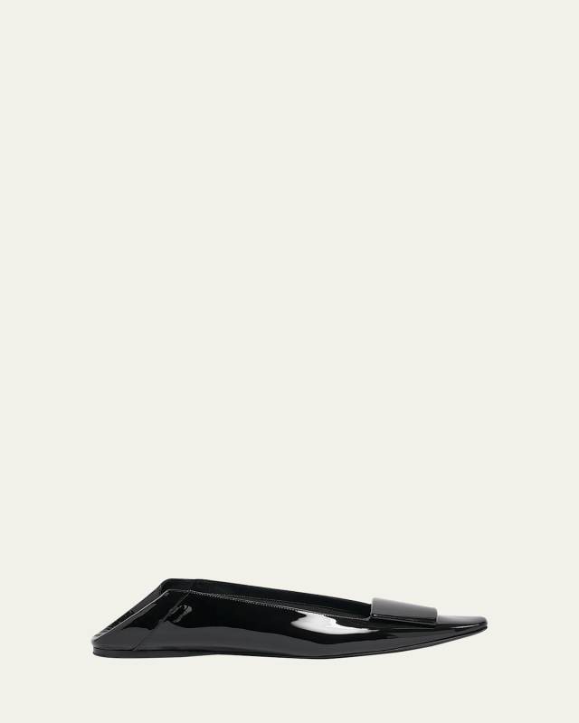 Poppy Patent Buckle Foldable Ballerina Flats